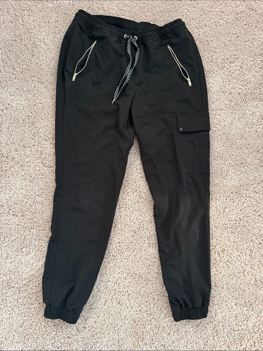 Jaanuu Black Cargo Jogger Pants with Zip Pockets